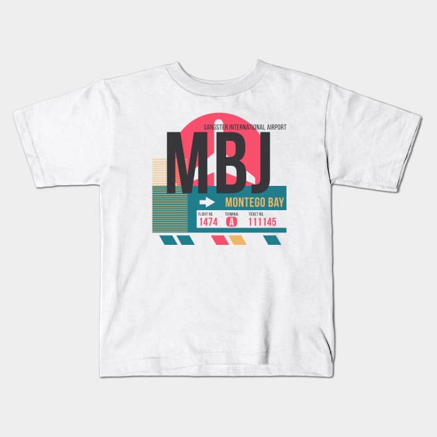 Montego Bay (MBJ) Airport Code Baggage Tag Kids T-Shirt by SLAG_Creative